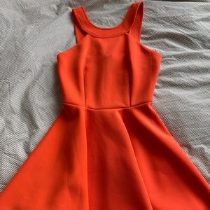 Neon orange flare dress